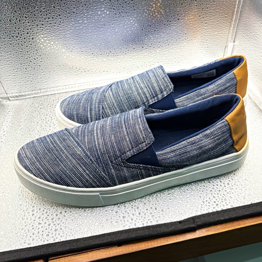 TOMS Mens Blue Striped Canvas Slip-On Casual Shoes Round Toe US 9.5 EU 41